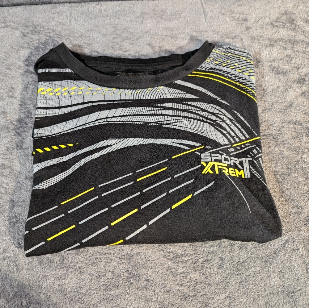 Atlas For Men Xtrem Sport Print Black T-Shirt Short Sleeve XLarge